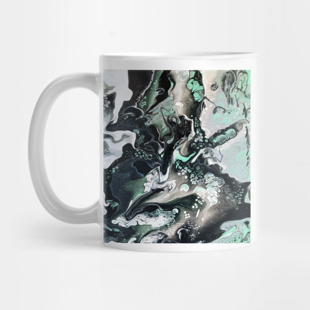 Hint of Mint (Marbled Abstract Pour) by ayemfid